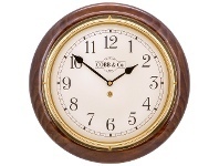 LivingStyles Cobb & Co. Railway Wall Clock, Arabic Numerals, Medium, Gloss Walnut / Brass offer