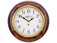 LivingStyles Cobb & Co. Railway Wall Clock, Arabic Numerals, Small, Gloss Walnut / Brass offer