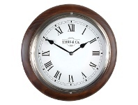 LivingStyles Cobb & Co. Railway Wall Clock, Roman Numerals, Medium, Satin Walnut / Chrome offer