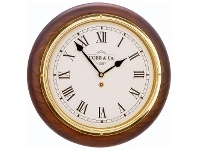 LivingStyles Cobb & Co. Railway Wall Clock, Roman Numerals, Medium, Satin Walnut / Brass offer