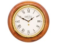 LivingStyles Cobb & Co. Railway Wall Clock, Roman Numerals, Small, Gloss Oak / Brass offer