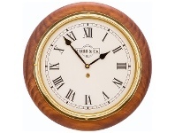 LivingStyles Cobb & Co. Railway Wall Clock, Roman Numerals, Medium, Satin Oak / Brass offer