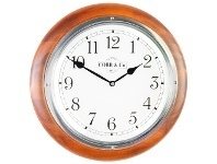 LivingStyles Cobb & Co. Railway Wall Clock, Arabic Numerals, Medium, Satin Oak / Chrome offer