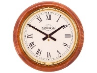 LivingStyles Cobb & Co. Railway Wall Clock, Roman Numerals, Large, Gloss Oak / Brass offer