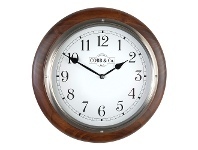LivingStyles Cobb & Co. Railway Wall Clock, Arabic Numerals, Medium, Satin Walnut / Chrome offer