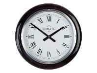 LivingStyles Cobb & Co. Railway Wall Clock, Roman Numerals, Large, Gloss Mahogany / Chrome offer