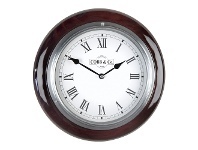 LivingStyles Cobb & Co. Railway Wall Clock, Roman Numerals, Small, Gloss Mahogany / Chrome offer