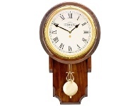 LivingStyles Cobb & Co. Pendulum Chime Wall Clock, Roman Numerals, Medium, Gloss Walnut / Brass offer