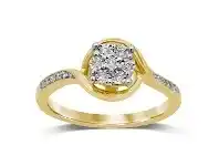 Bevilles Jewellery Brilliant Illusion Diamond Set Ring in 9ct Yellow Gold offer