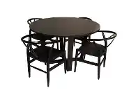 LivingStyles Dante 5 Piece Timber Round Dining Table Set, 120cm, Dark Walnut offer