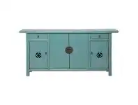 LivingStyles Canala Pine Timber 4 Door 2 Drawer Sideboard, 192cm, Distressed Turquoise offer