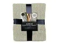 LivingStyles Ardor Adele Hand Woven Cotton Blanket, 220x240cm, Sage offer