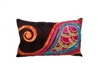 LivingStyles Paandu Embroidered Espress Poly Taffeta Handmade Cushion Cover - 30x50cm offer