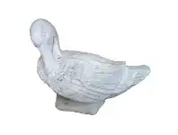 LivingStyles Cast Iron Duck Combing Feather Figurine Garden Decor, Antique White offer