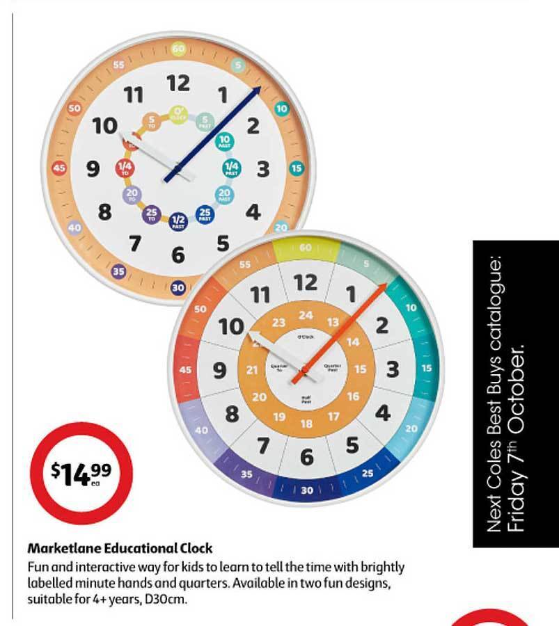 Marketlane educational clock offer at Coles