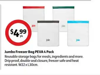 Coles Jumbo freezer bag peva 4 pack offer