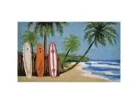 Surfing Board on The Beach Coir Doormat, 75x45cm
