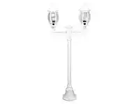 LivingStyles Italian Made Vienna 146cm Aluminium IP23 Exterior Tw- Heads Fancy Post Light - White offer