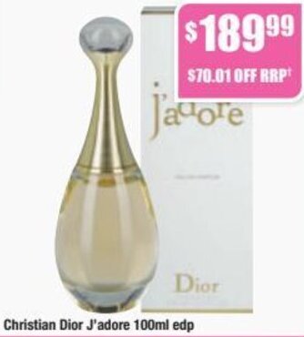 Chemist Warehouse Christian Dior J'Adore 100ml Edp offer