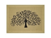 LivingStyles Tree of Life Jute Bordered Doormat, 90x60cm, Hay offer