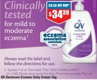 Chemist Warehouse QV Dermcare Eczema Daily Cream 1Kg offer