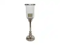 LivingStyles Afia Metal & Glass Goblet Hurricane, Nickel offer