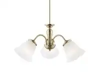 LivingStyles Stepney Metal & Glass Chandelier, 3 Arm, Antique Brass offer