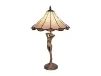 LivingStyles Florence Tiffany Style Stained Glass Figurine Table Lamp, Umbrella offer