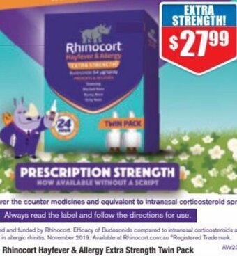 Chemist Warehouse Rhinocort Hayfever & Allergy Extra Strength Twin Pack offer