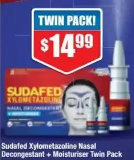 Chemist Warehouse Sudafed Xylometazoline Nasal Decongestant + Moisturiser Twin Pack offer