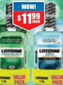 Chemist Warehouse Listerine Mouthwash Value Pack 1.5 Litre Assorted Variants offer