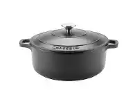 LivingStyles Chasseur Cast Iron Round French Oven, 24cm, Matte Black offer