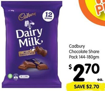 Spar Cadbury Chocolate Share Pack 144-180gm offer