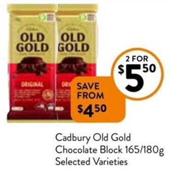Foodworks Cadbury Old Gold Chocolate Block 165/180g offer