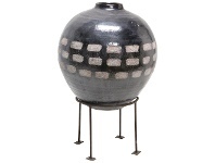 LivingStyles Dash Terracotta Vase On Metal Stand, Small offer