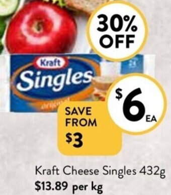 Foodworks Kraft Cheese Singles 432g offer