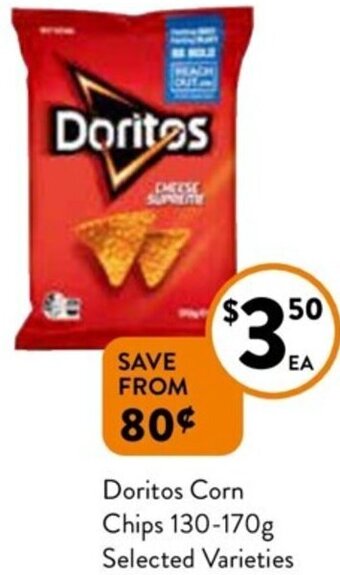 Foodworks Doritos Corn Chips 130-170g offer