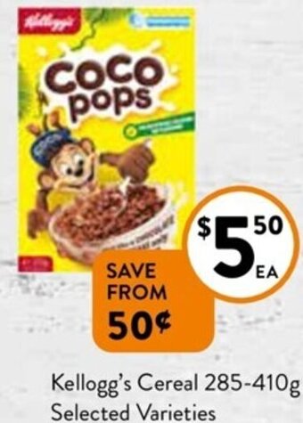Foodworks Kellogg's Cereal 285-410g offer