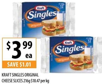 Supabarn Kraft Singles Original Cheese Slices 216g offer