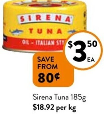 Foodworks Sirena Tuna 185g offer