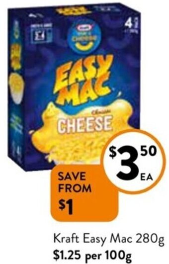 Foodworks Kraft Easy Mac 280g offer