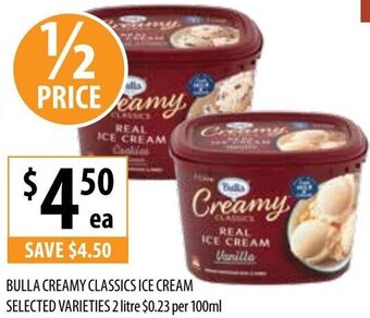Supabarn Bulla Creamy Classics Ice Cream Selected Varieties 2 Litre offer