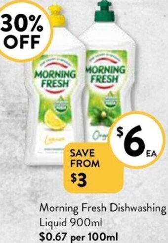 Foodworks Morning Fresh Dishwashing Liquid 900ml offer
