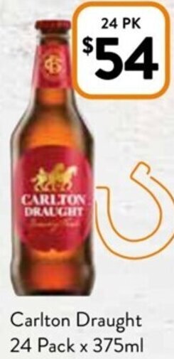 Foodworks Carlton Draught 24 Pack x 375ml offer