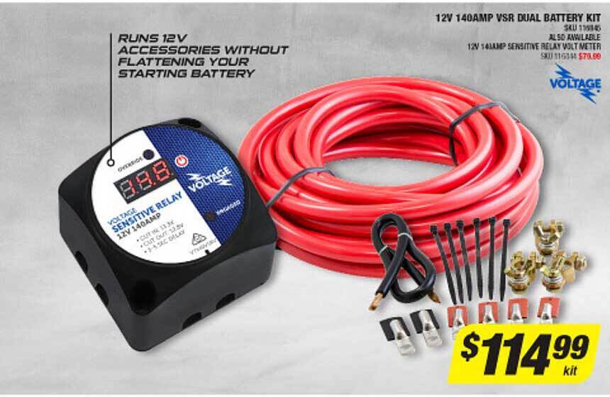12v 140amp vsr dual battery kit offer at Autobarn