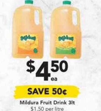 Drakes Mildura fruit drink offer