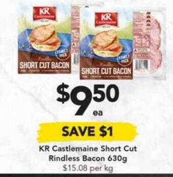 Drakes Kr castlemaine short cut rindless bacon offer
