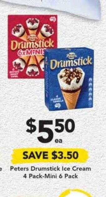 Drakes Peters drumstick ice cream 4 pack-mini 6 pack offer