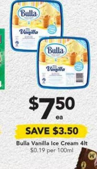 Drakes Bulla vanilla ice cream 4lt offer