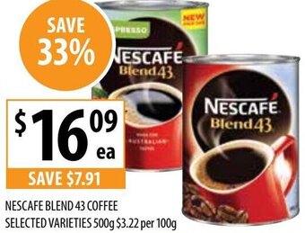 Supabarn Nescafe Blend 43 Coffee Selected Varieties 500g offer